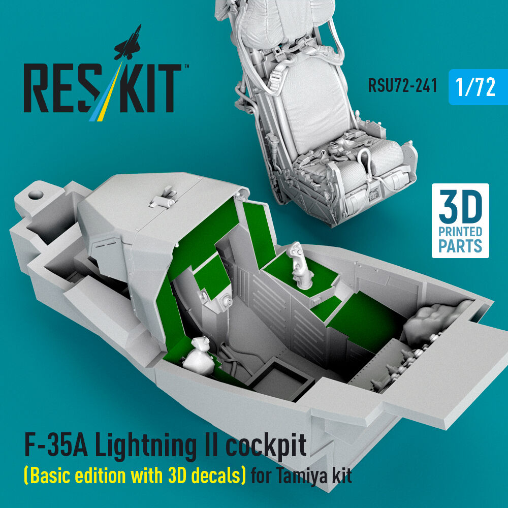 F-35A Lightning II cockpit (Basic edition with 3D decals) for Tamiya kit (3D Printed)