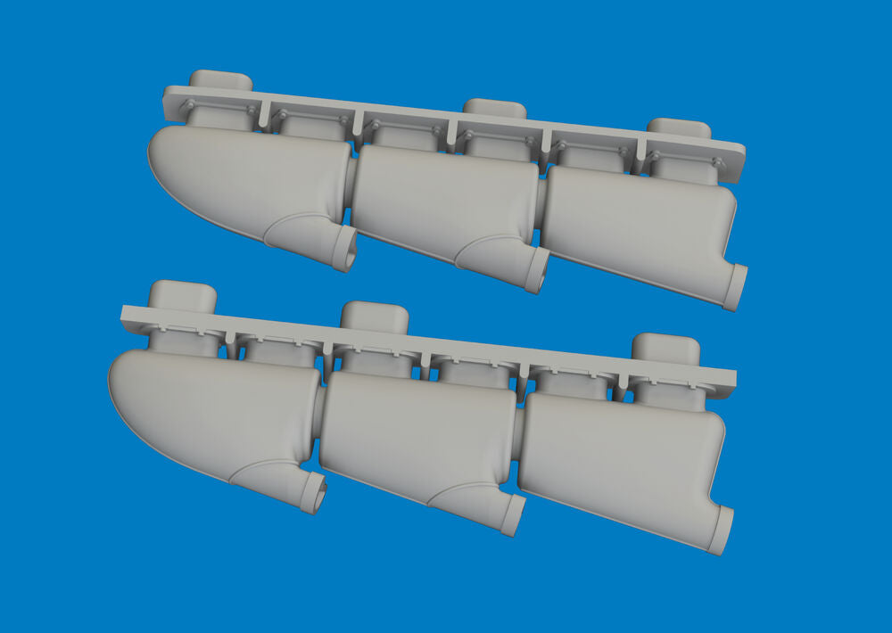 Spitfire Mk.V three-stacks exhaust rounded PRINT for Eduard