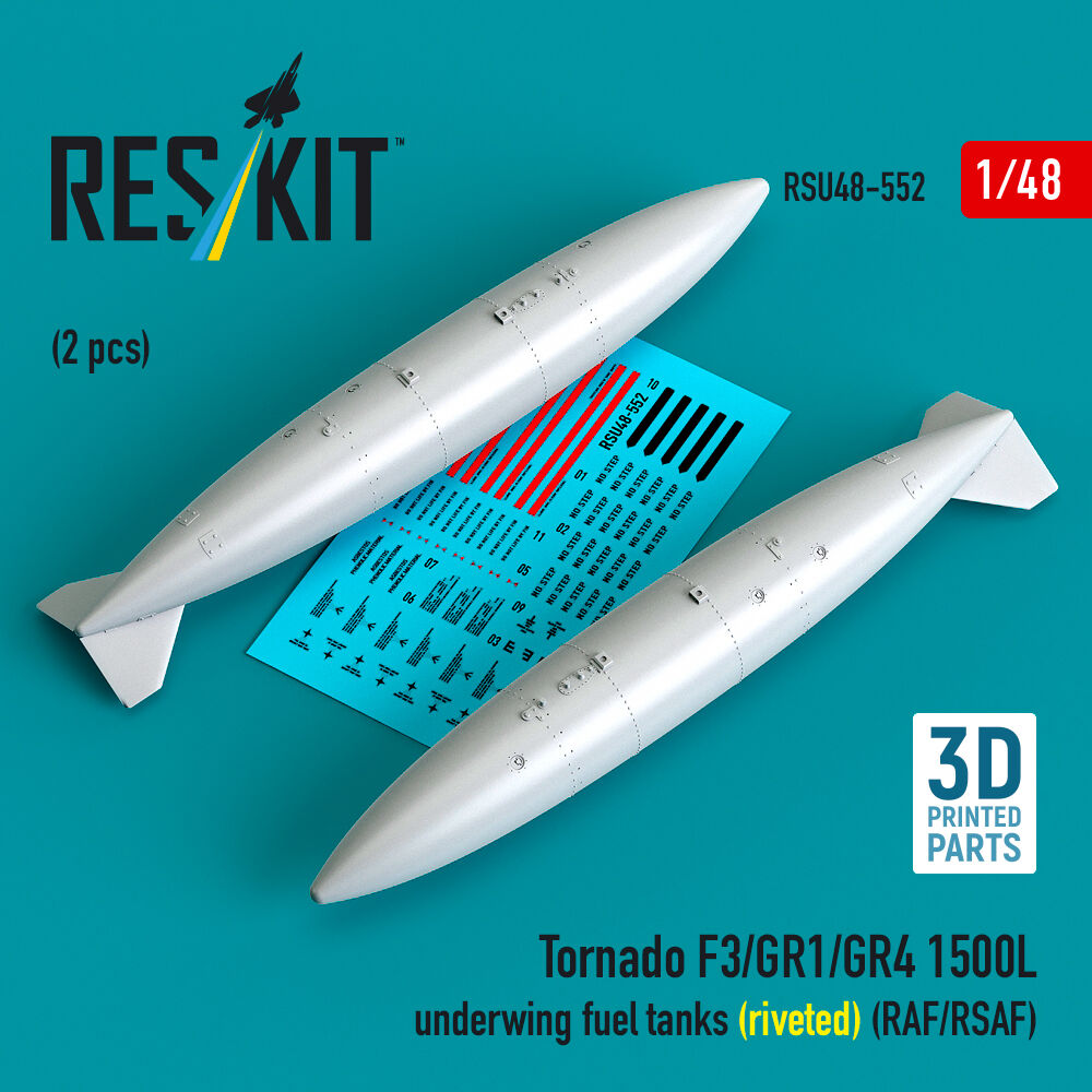 Tornado F3/GR1/GR4 1500L underwing fuel tanks (riveted) (RAF/RSAF) (2 pcs) (3D Printed)