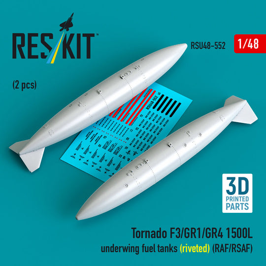 Tornado F3/GR1/GR4 1500L underwing fuel tanks (riveted) (RAF/RSAF) (2 pcs) (3D Printed)