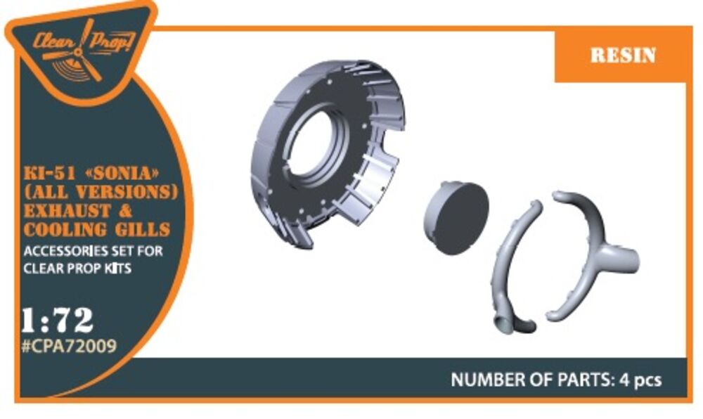 Ki-51 Sonia (all versions) resin exhaust & cooling gills for CP kits CP72011/CP72012/CP72013