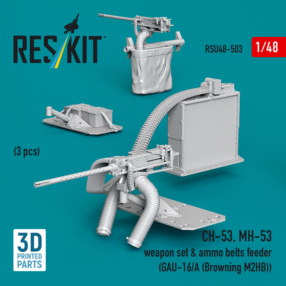 CH-53, MH-53 weapon set & ammo belts feeder (GAU-16/A (Browning M3)) (3 pcs) (3D Printed)