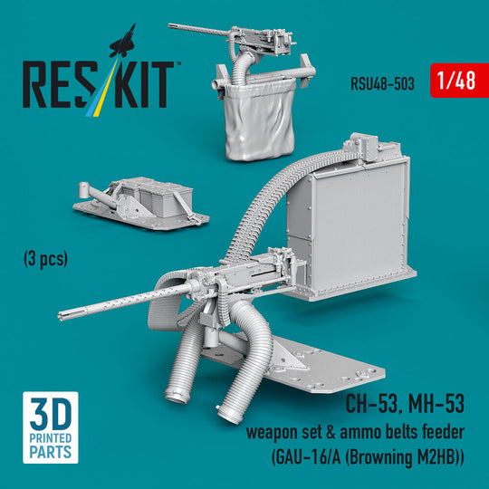 CH-53, MH-53 weapon set & ammo belts feeder (GAU-16/A (Browning M3)) (3 pcs) (3D Printed)