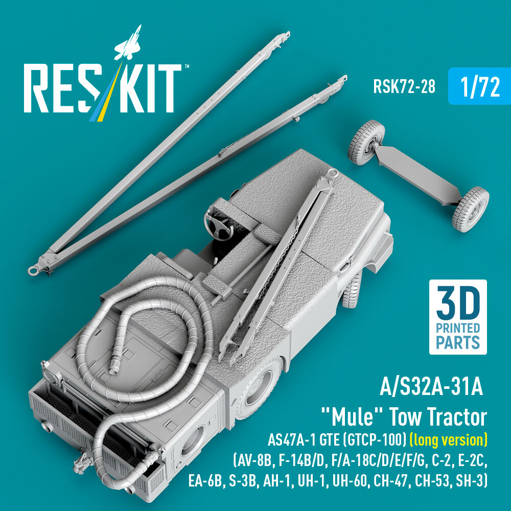A/S32A-31A Mule Tow Tractor AS47A-1 GTE (GTCP-100) (long version) (AV-8B, F-14B/D, F/A-18C/D/E/F/G, C-2, E-2?, EA-6B, S-3B, AH-1, UH-1, UH-60, CH-47, CH-53, SH-3) (3D Printed model kit)