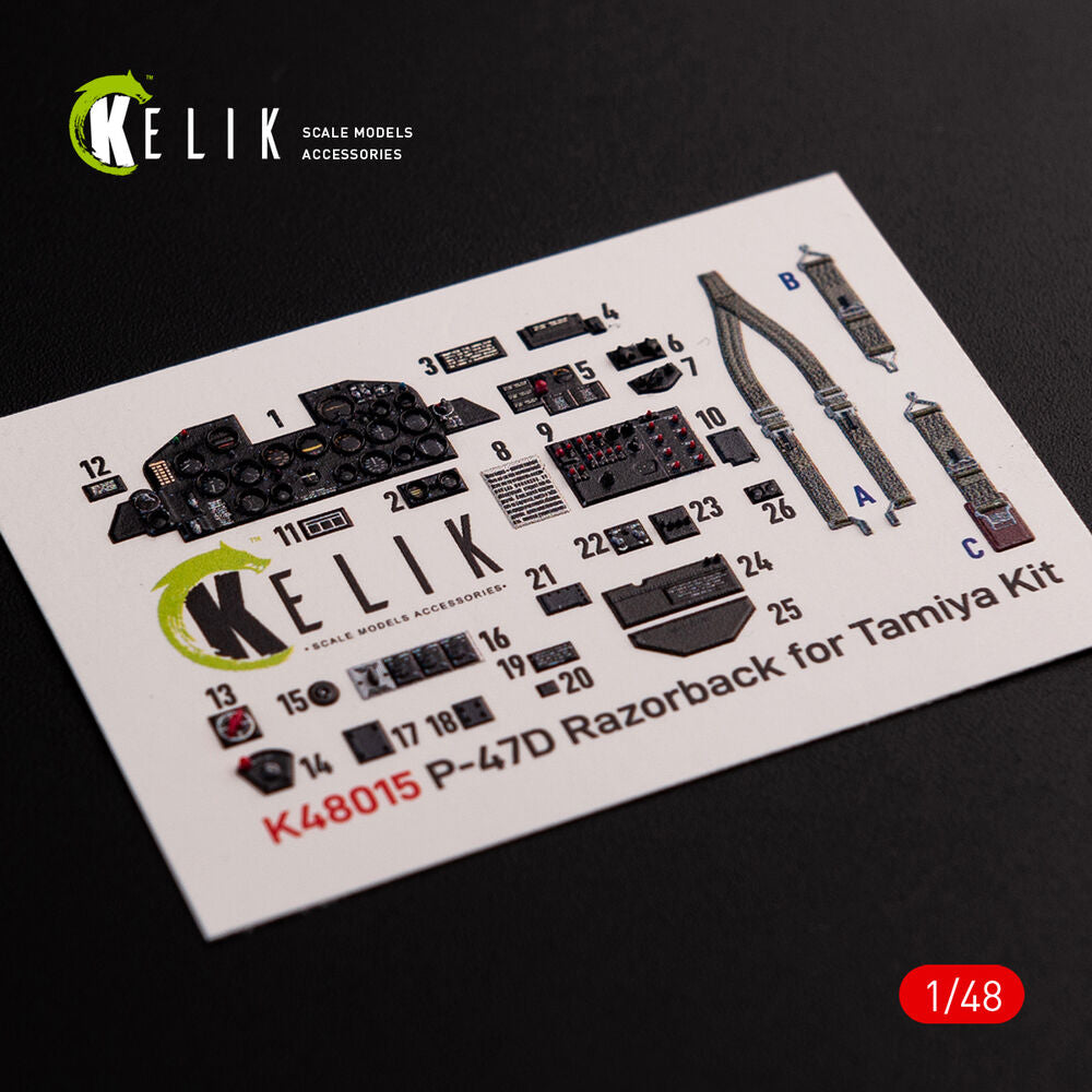 P-47D Razorback interior 3D decals for Tamiya kit