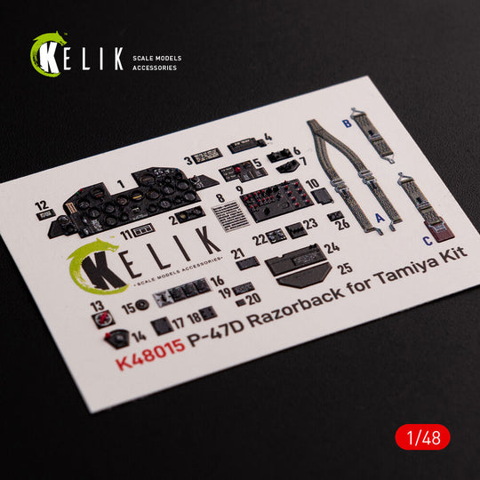P-47D Razorback interior 3D decals for Tamiya kit