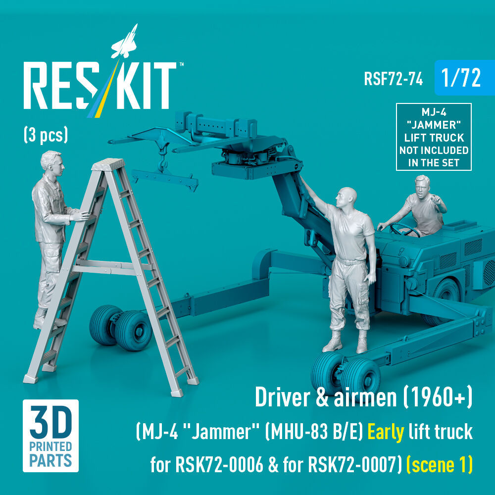 Driver & airmen (1960+) (3 pcs) (MJ-4 Jammer (MHU-83 B/E) Early lift truck for RSK72-0006 & for RSK72-0007) (scene 1) (3D Printed)