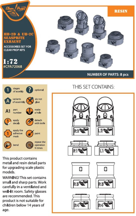 UH-2C/HH-2D SEASPRITE resin exhaust for CP kit CP72017/CP72018