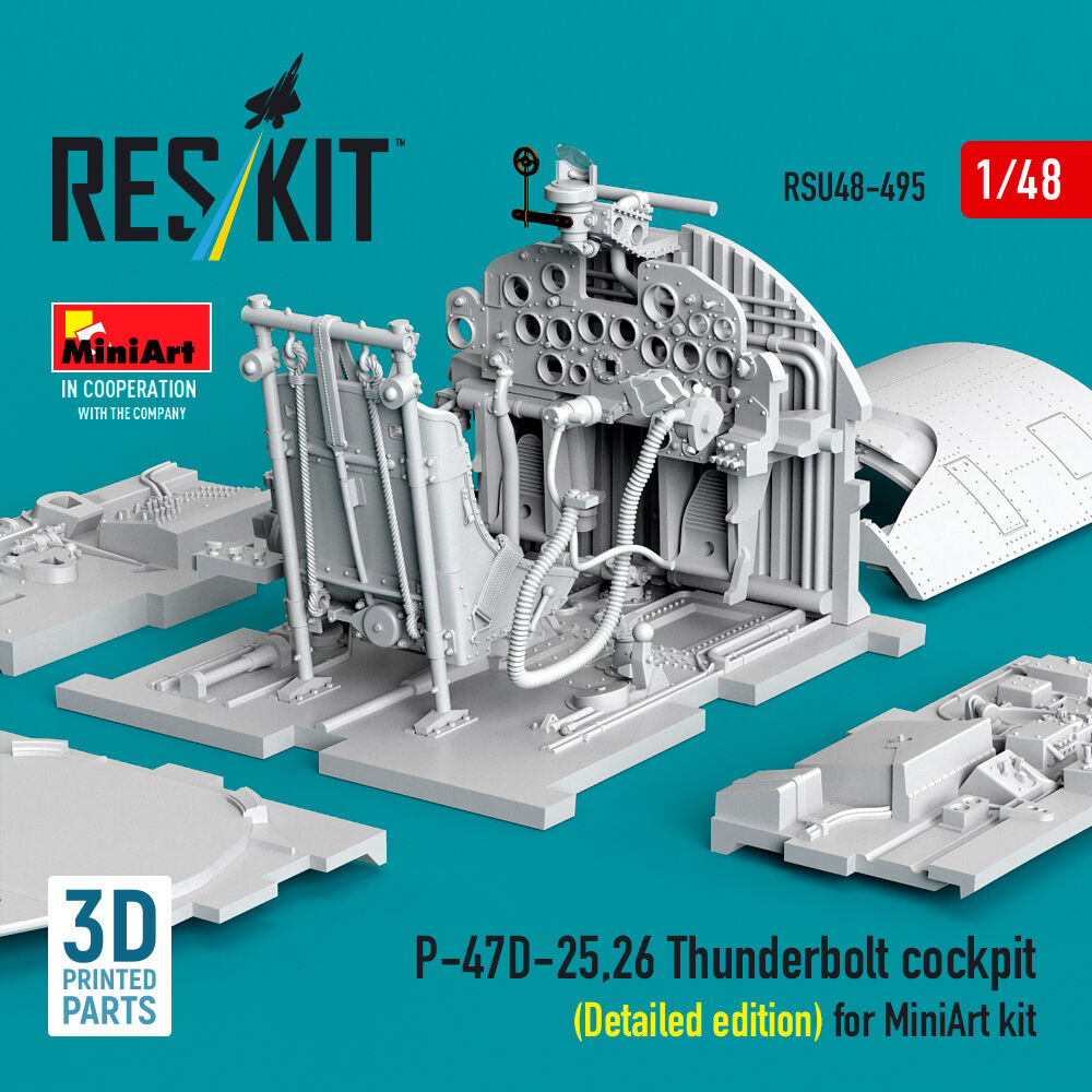 P-47D-25,26 Thunderbolt cockpit (Detailed edition) for MiniArt kit (3D Printed)