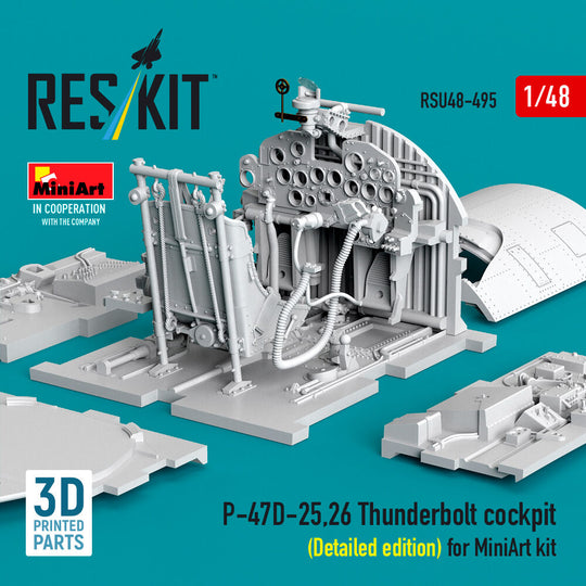P-47D-25,26 Thunderbolt cockpit (Detailed edition) for MiniArt kit (3D Printed)