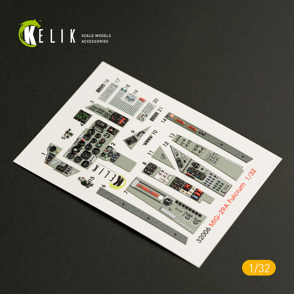 MiG-29A (9-12) Fulcrum interior 3D decals for Trumpeter kit