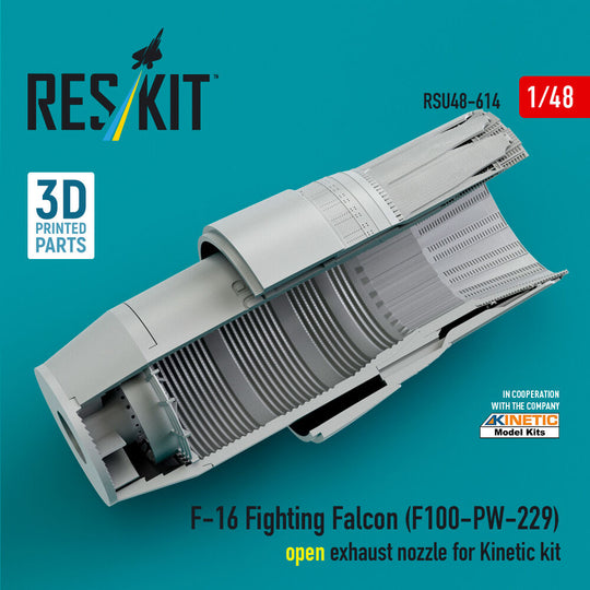 F-16 Fighting Falcon (F100-PW-229) open exhaust nozzle for Kinetic kit (3D Printed)