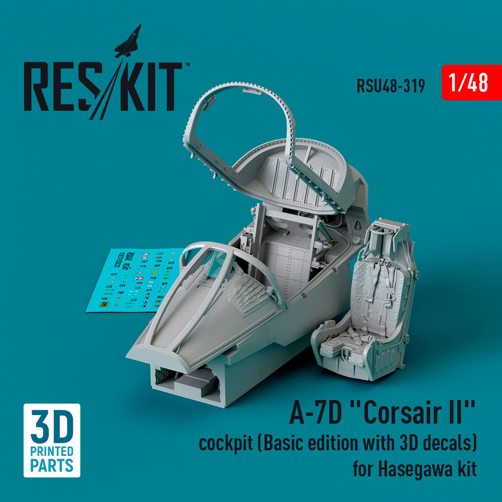 A-7D Corsair II cockpit (Basic edition with 3D decals) for Hasegawa kit (3D Printed)