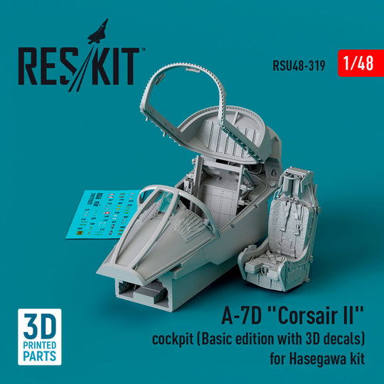 A-7D Corsair II cockpit (Basic edition with 3D decals) for Hasegawa kit (3D Printed)
