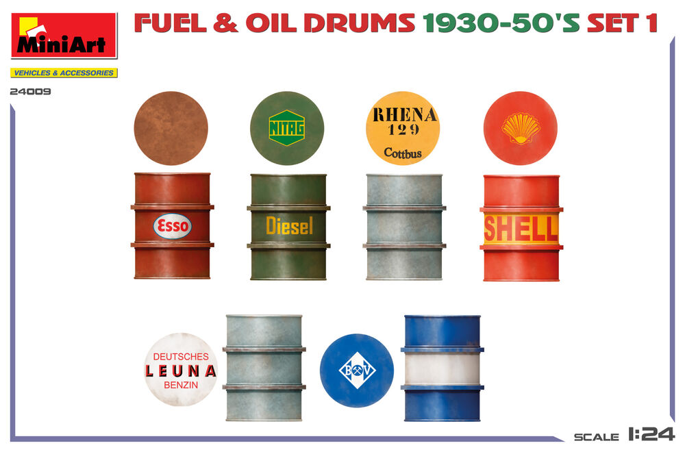 Fuel & Oil Drums 1930-50's Set 1 (German Type)