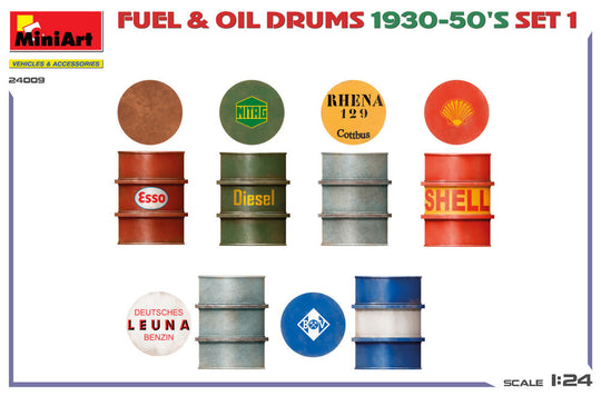 Fuel & Oil Drums 1930-50's Set 1 (German Type)