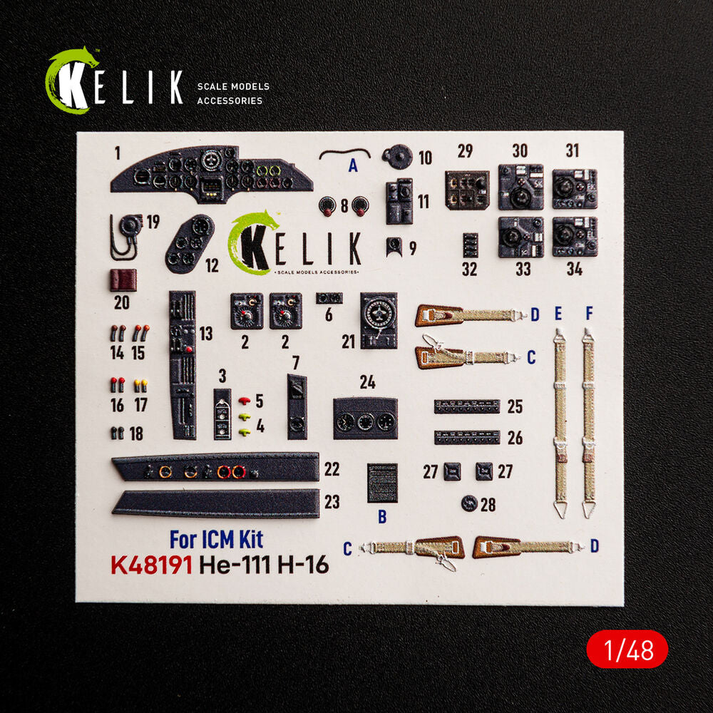 He-111 H-16 - interior 3D decals for ICM