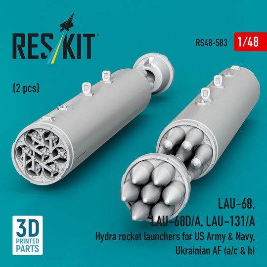 LAU-68, LAU-68D/A, LAU-131/A Hydra rocket launchers for US Army & Navy, Ukrainian AF (a/c & h) (2pcs) (3D Printed)