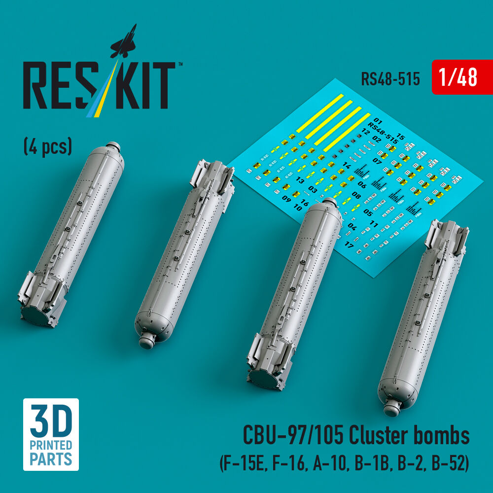CBU-97/105 cluster bombs (4 pcs) (F-15E, F-16, A-10, B-1B, B-2, B-52) (3D Printed)