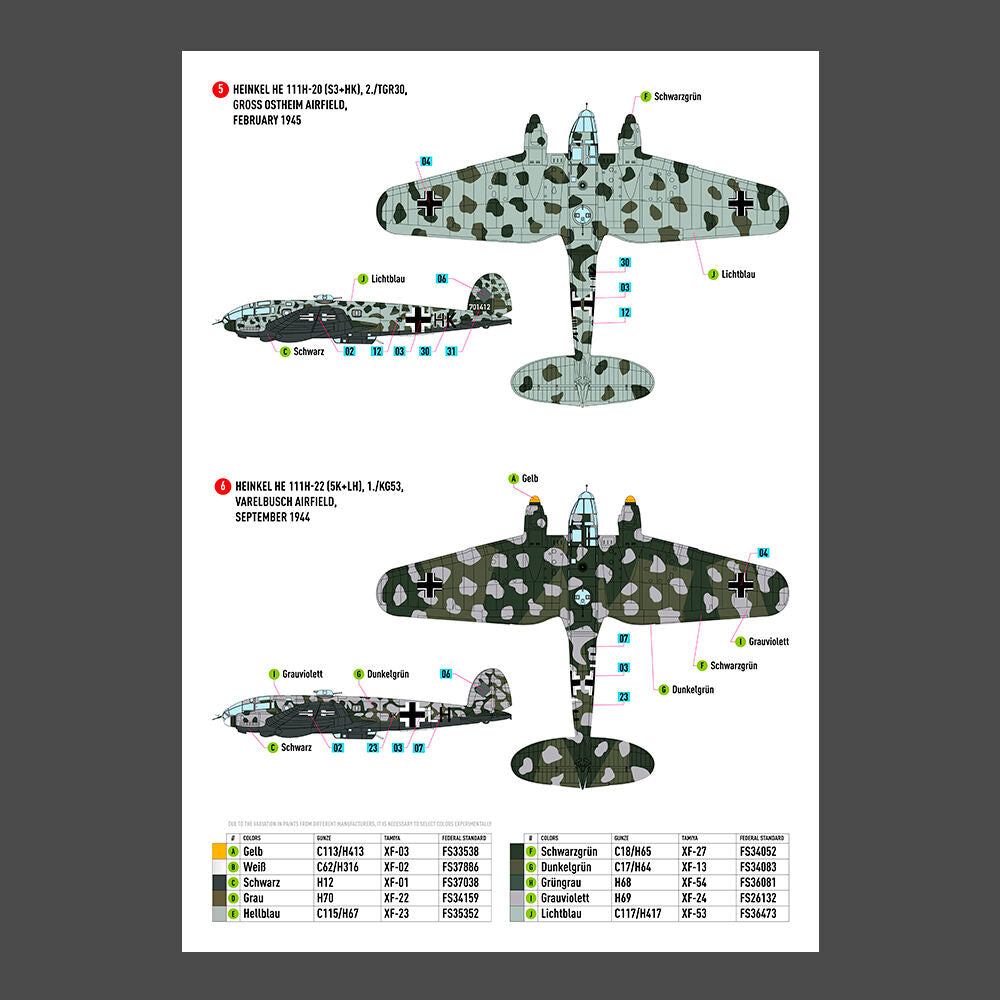 Heinkel He 111 (H-16,H-20,H-22) late series decals