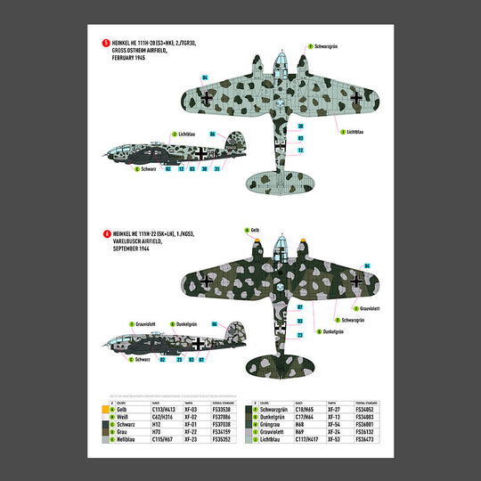 Heinkel He 111 (H-16,H-20,H-22) late series decals