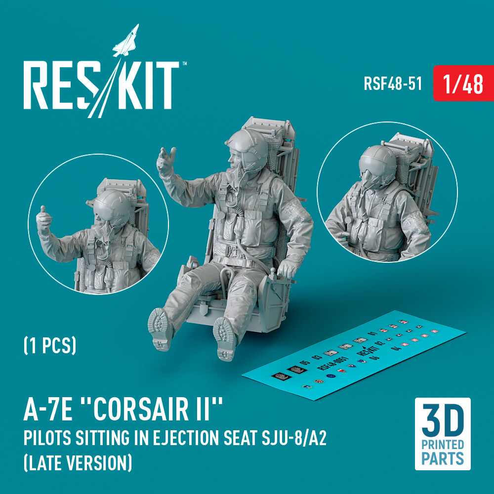 A-7E Corsair II pilot sitting in ejection seat SJU-8/A2 (late version) (3D Printed) (1 pcs)