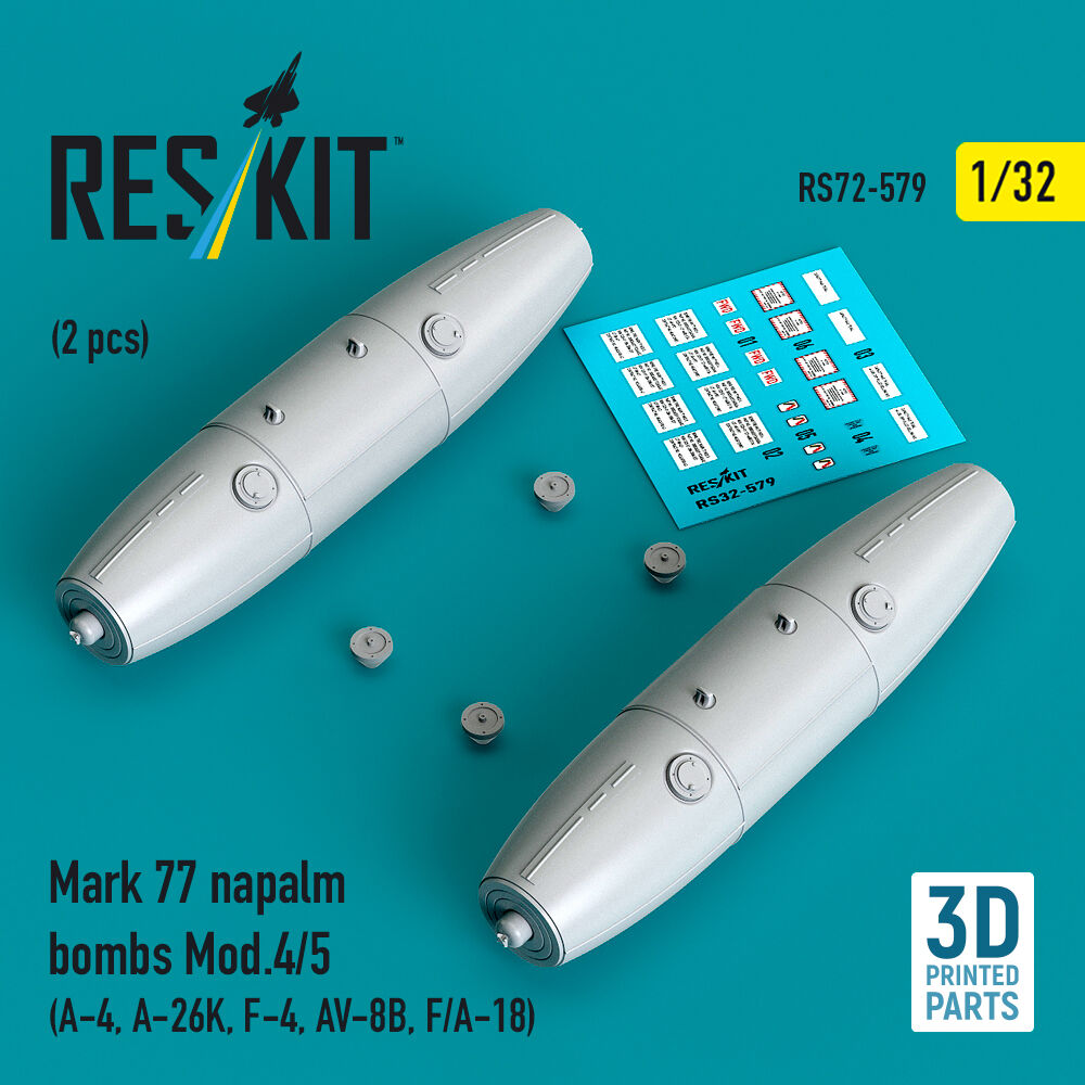 Mark 77 napalm bombs Mod.4/5 (2 pcs) (A-4, A-26K, F-4, AV-8B, F/A-18) (3D Printed)