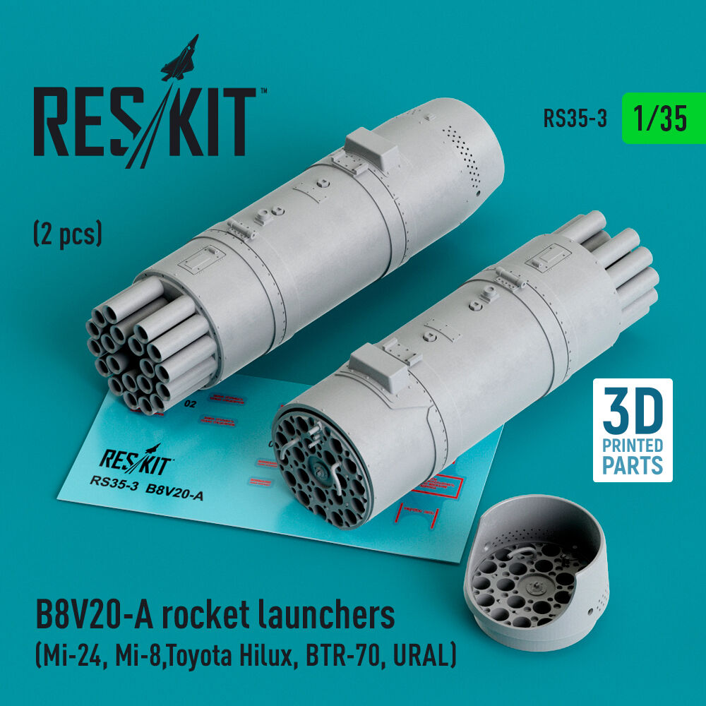 B8V20-A rocket launchers (2 pcs) (Mi-24, Mi-8,Toyota Hilux, BTR-70, URAL) (3D Printed)