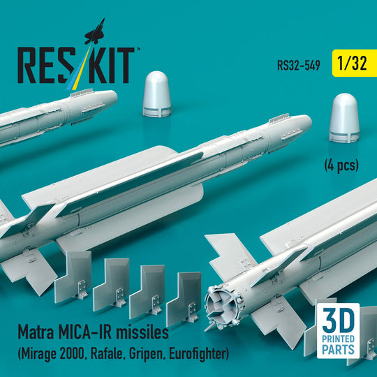 Matra MICA-IR missiles (4 pcs) (Mirage 2000, Rafale, Gripen, Eurofighter) (3D Printed)