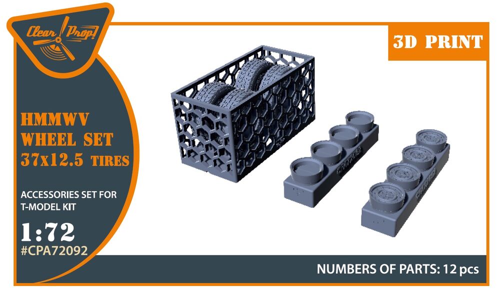 HMMWV Wheel set 37x12,5 Tires for T-Model kits