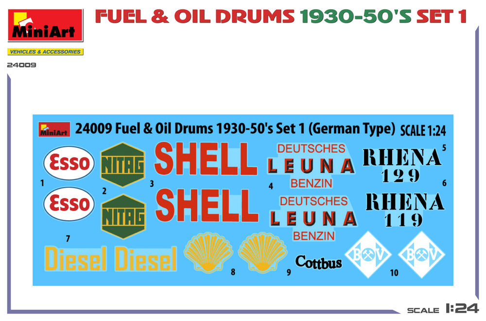 Fuel & Oil Drums 1930-50's Set 1 (German Type)