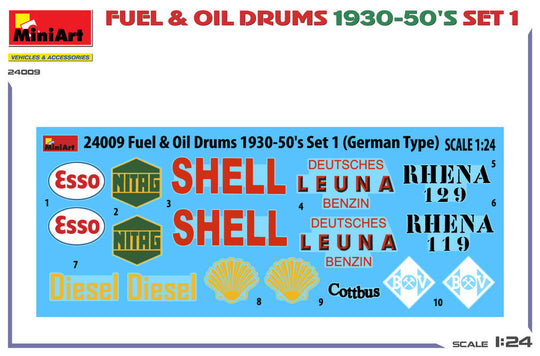Fuel & Oil Drums 1930-50's Set 1 (German Type)