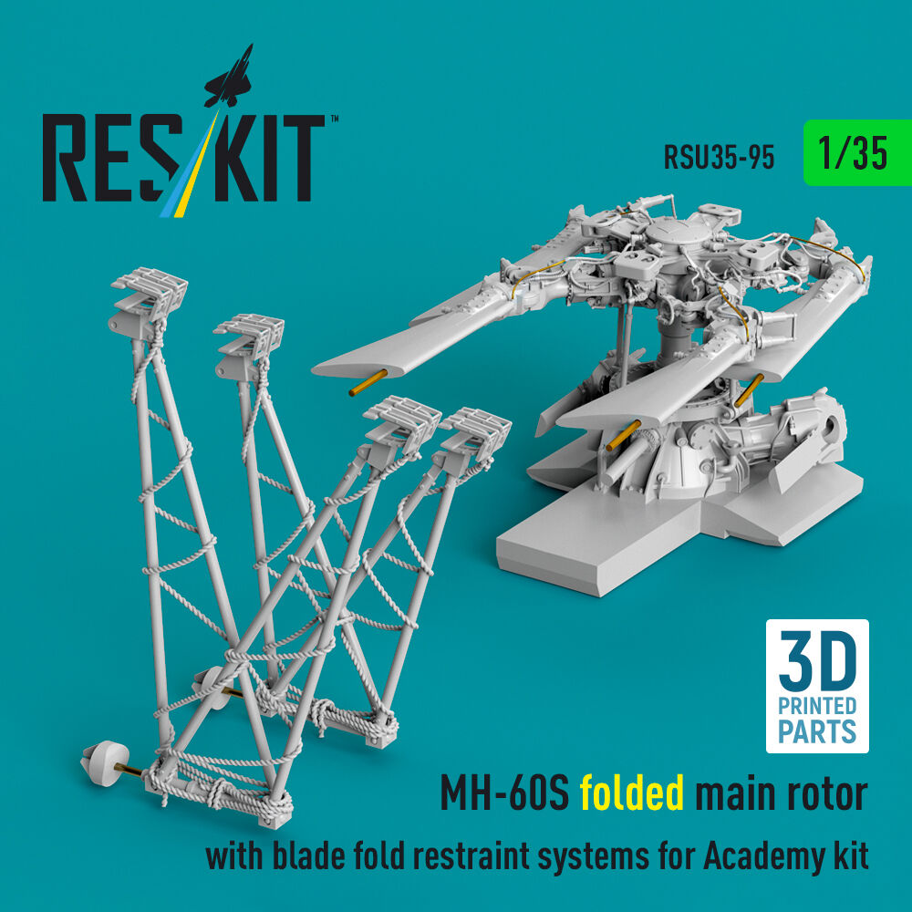 MH-60S folded main rotor with blade fold restraint systems (3D Printed) for Academy