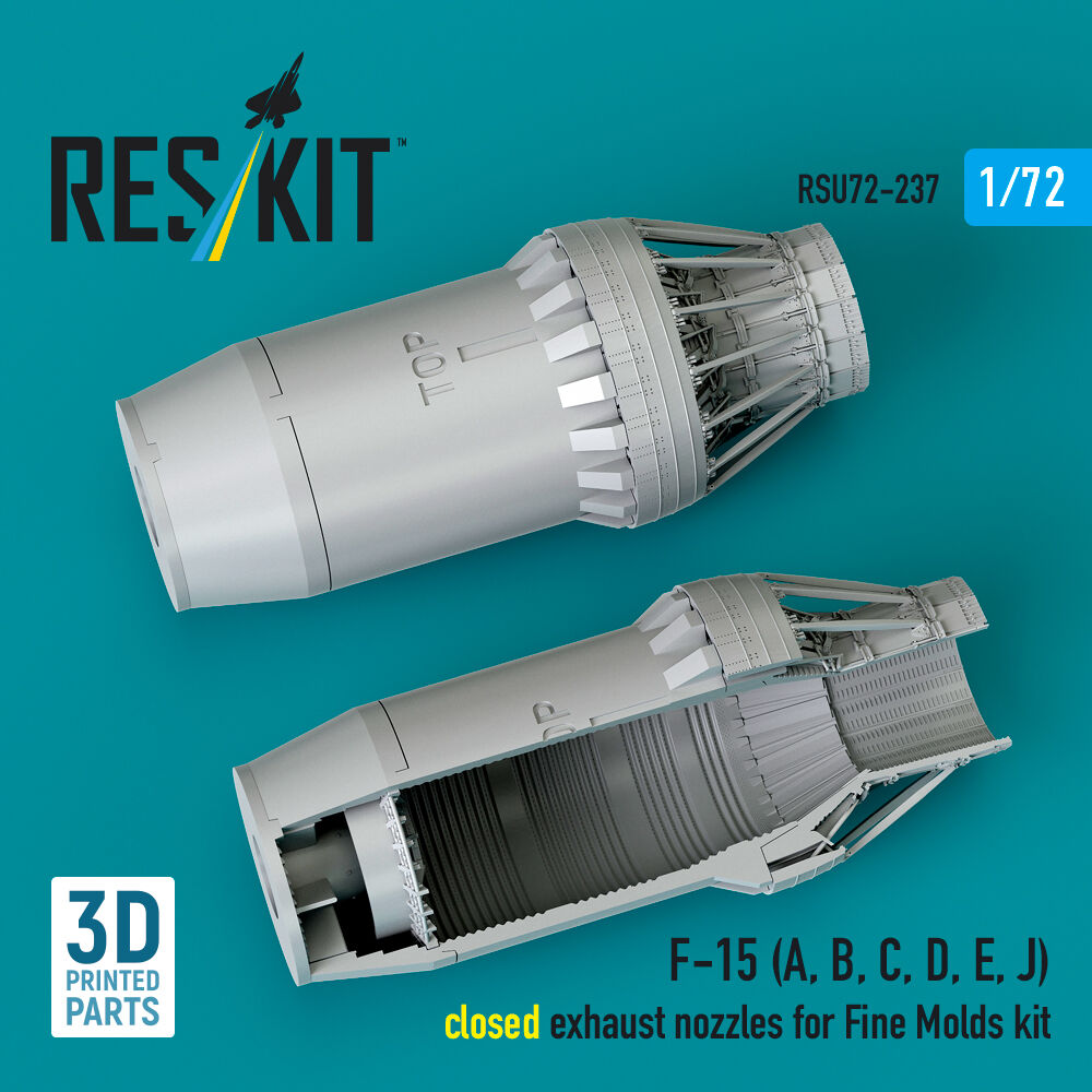 F?15 Eagle/Strike Eagle (A,B,C,D,E early,J) F100-PW-220 closed exhaust nozzles for Fine Molds kit (3D Printed)