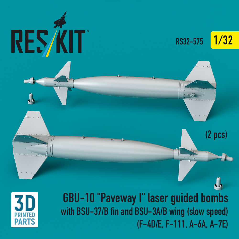 GBU-10 Paveway I laser guided bombs with BSU-37/B fin and BSU-3A/B wing (slow speed) (2 pcs) (F-4D/E, F-111, A-6A, A-7E) (3D Printed)