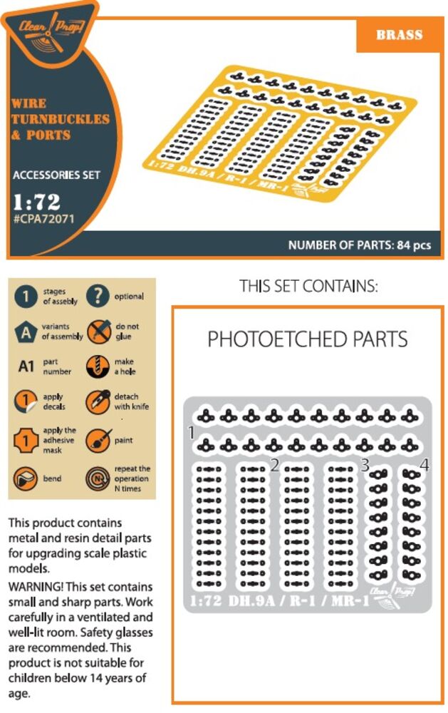 Wire Turnbuckles and ports PE set for CP kits DH.9a/R-1/MR-1