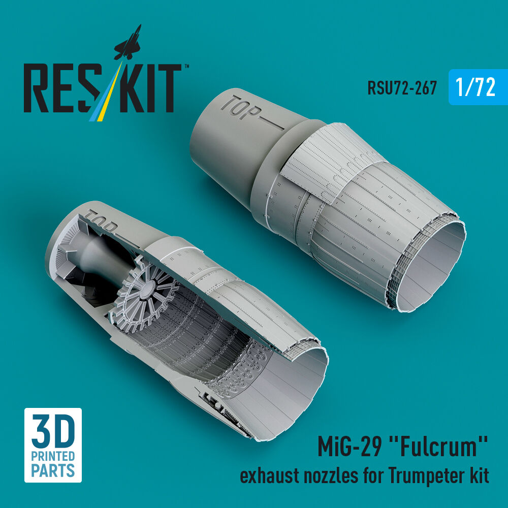 MiG-29 Fulcrum exhaust nozzles for Trumpeter kit (3D Printed)
