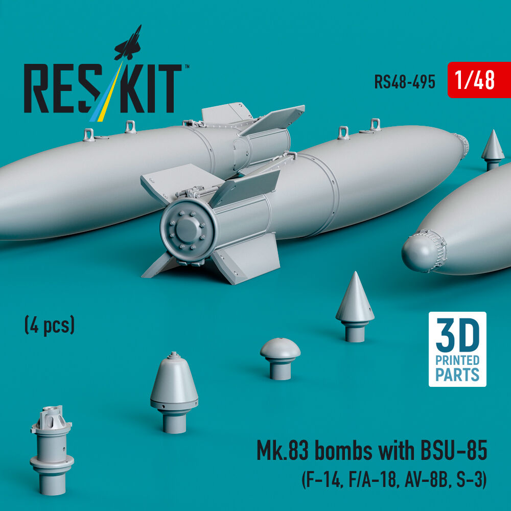 Mk.83 bombs with BSU-85 (4 pcs) (F-14, F/A-18, AV-8B, S-3) (3D printed)