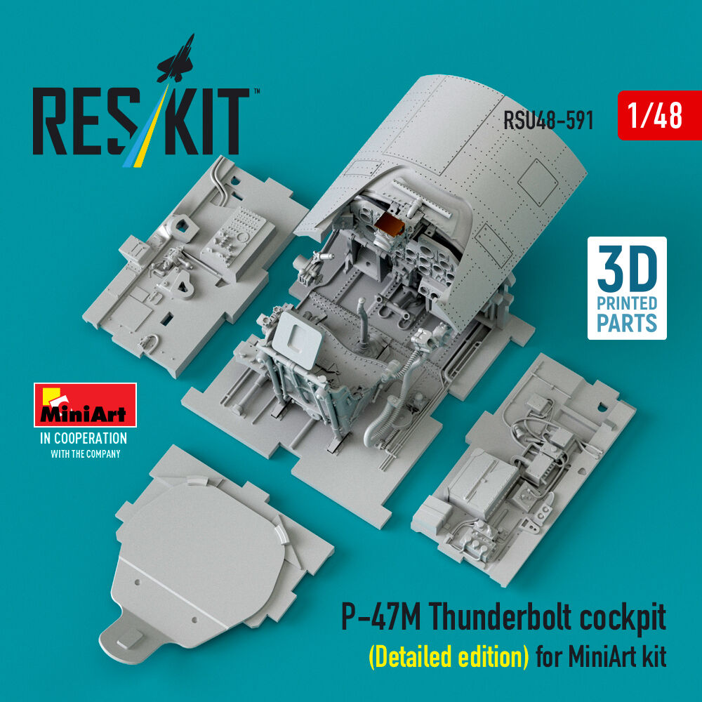 P-47M Thunderbolt cockpit (Detailed edition) for MiniArt kit (3D Printed)