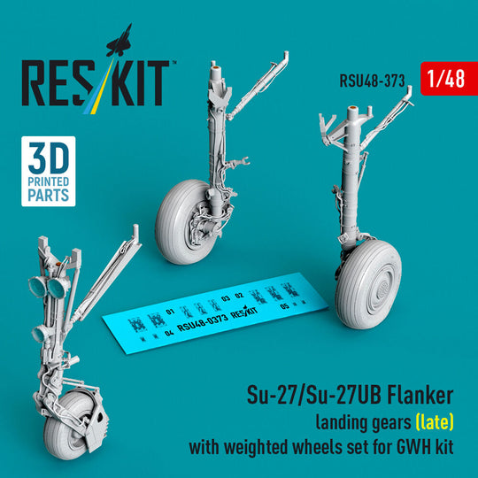 Su-27/Su-27UB Flanker landing gears (late) with weighted wheels set for GWH kit (3D Printed)