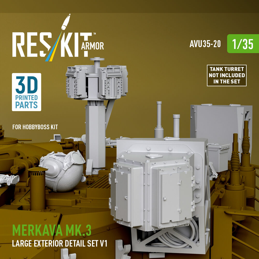 Merkava Mk.3 large exterior detail set V1 (3D Printed) for Hobby Boss