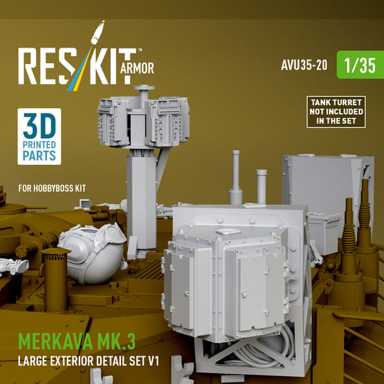 Merkava Mk.3 large exterior detail set V1 (3D Printed) for Hobby Boss