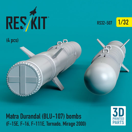 Matra Durandal (BLU-107) bombs (4 pcs) (F-15E, F-16, F-111E, Tornado, Mirage 2000) (3D Printed)