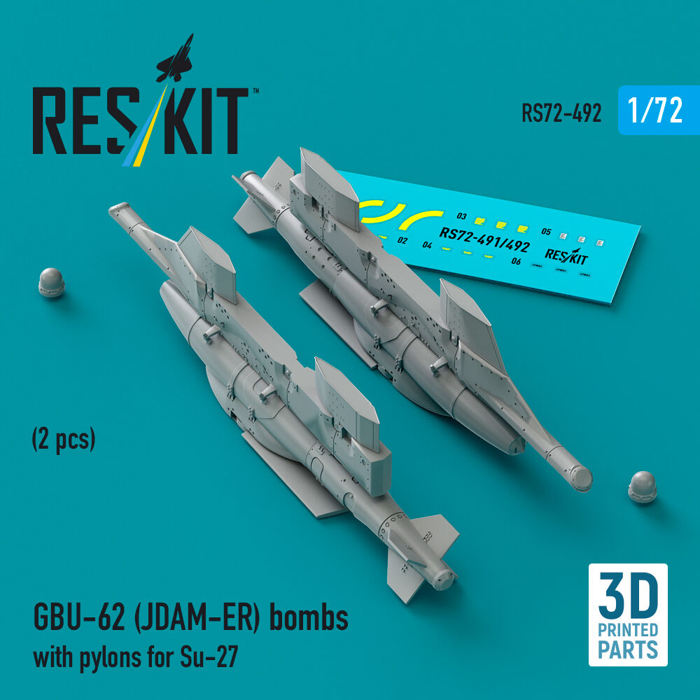 GBU-62 (JDAM-ER) bombs with pylons for Su-27 Flanker (2 pcs) (3D Printed)