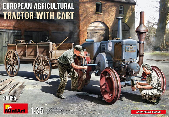 European  Agricultural Tractor with Cart
