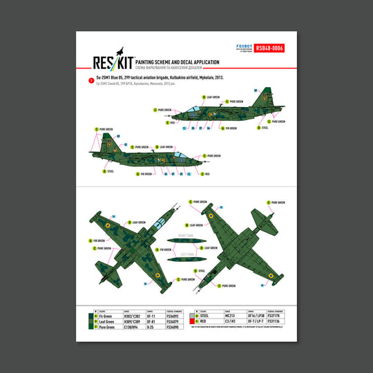 Su-25 Frogfoot Clover (BLUE 03, 05, 41, 45) Ukrainian Air Forces (Main Decals with Stencils)(1/48)