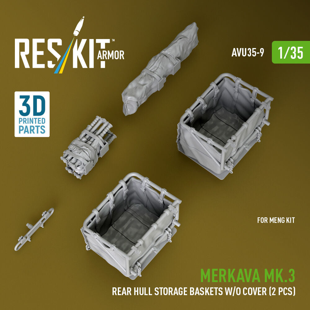 Merkava Mk.3 rear hull storage baskets w/o cover (2 pcs) for Meng kit (3D Printed)