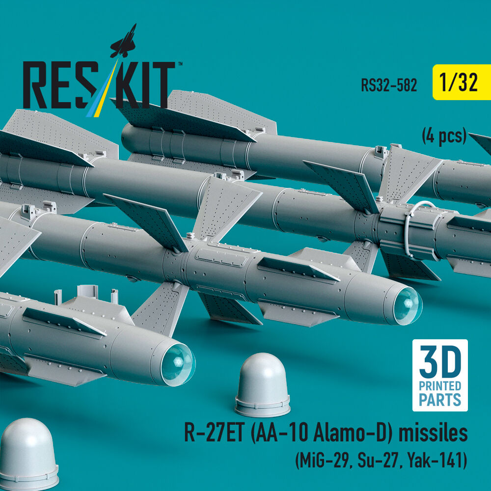 R-27ET (AA-10 Alamo-D) missiles (4 pcs) (MiG-29, Su-27, Yak-141) (3D Printed)