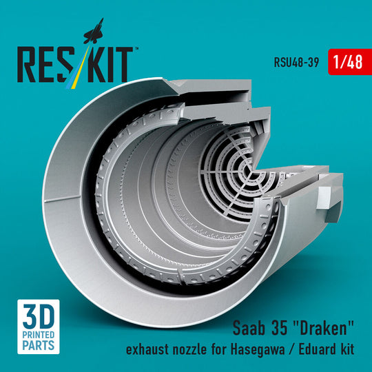 Saab 35 Draken exhaust nozzle for Hasegawa / Eduard kit (3D Printed)