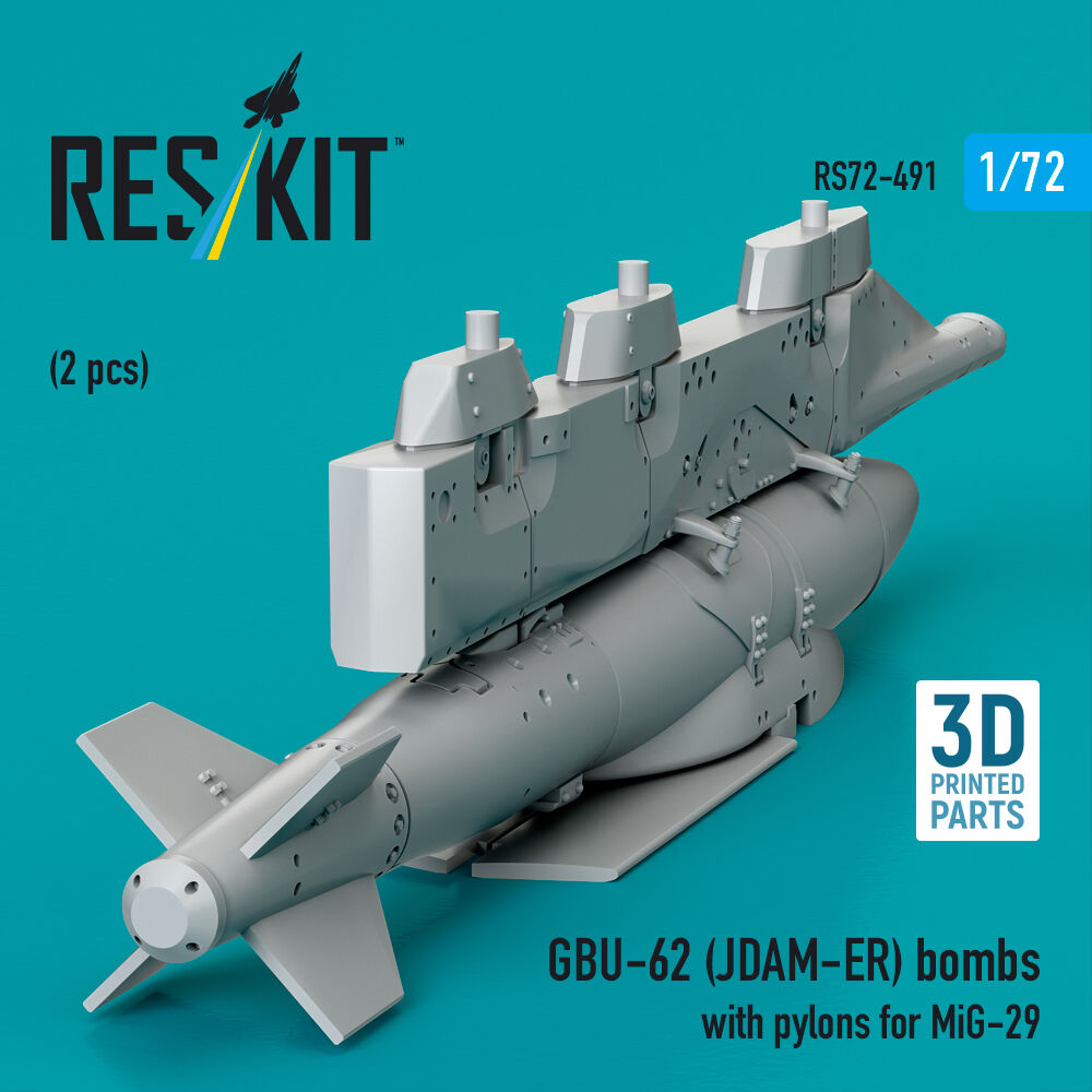 GBU-62 (JDAM-ER) bombs with pylons for MiG-29 Fulcrum (2 pcs) (3D Printed)